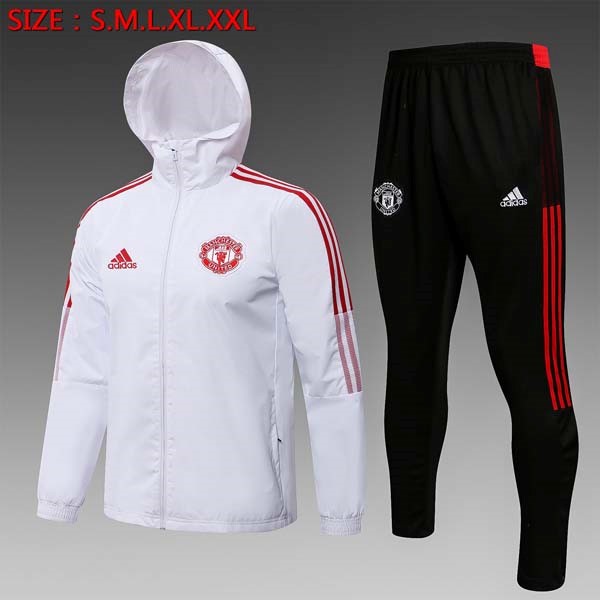 Rompevientos Manchester United Conjunto Completo 2022 Blanco Negro